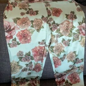 LA Perla NWOT Aqua floral silk pants us8 ankle zip